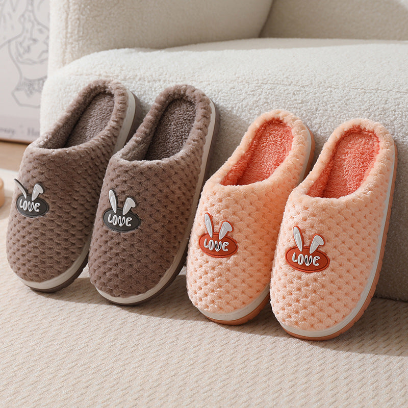 Cozy Comfort Cute Rabbit Plaid Home Slippers for Women Warm and Non Slip Style