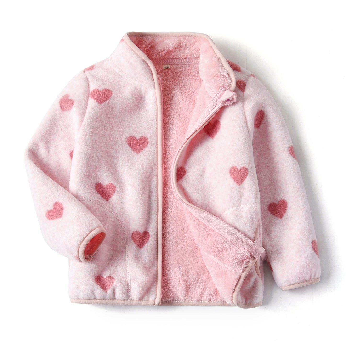 Cozy in Pink Baby Polar Fleece Jacket with Stand Collar and Plus Fleece Lining for Children