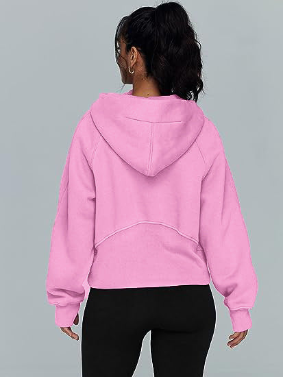 Women's Zipper Hoodies with Pocket: Loose Sporty Pullover Sweaters for Fall and Winte