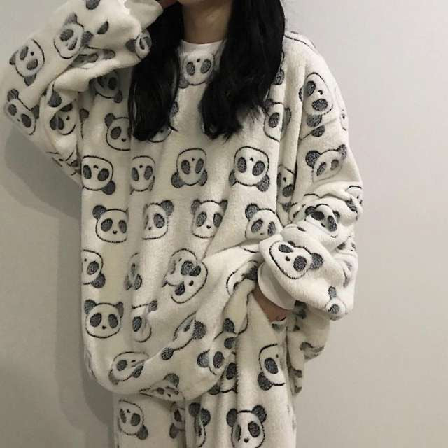 Warm and Cozy Winter Sleepwear for Women Cartoon Print Pajama Set for a Playful Night Rest