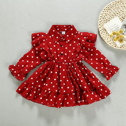 Princess Perfection New Western Style Polka Dot Long Sleeved Chiffon Dress for Girls