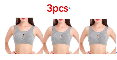 Supportive Comfort Cotton Anti Expansion Anti Sag Sports Bra with Gathering Adjustment for Active Wear