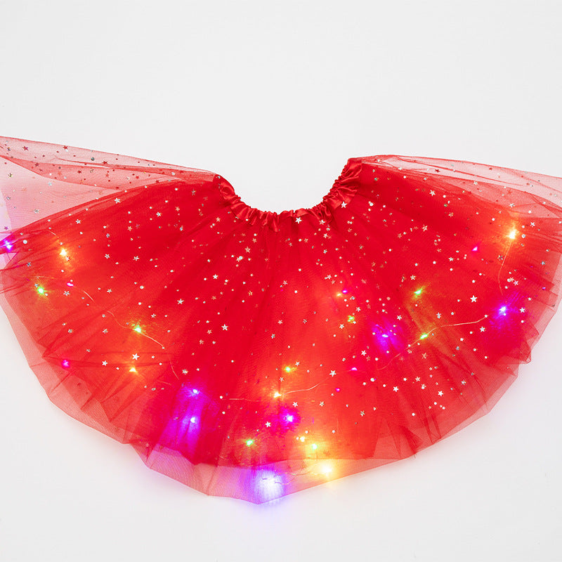 Magical & Luminous  LED Princess Halloween Tutu Skirt Sequins Shiny Skirt