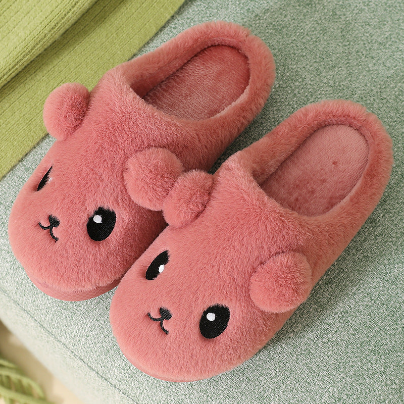 Winter Cartoon Cotton Slippers for Women - Warm and Non-Slip