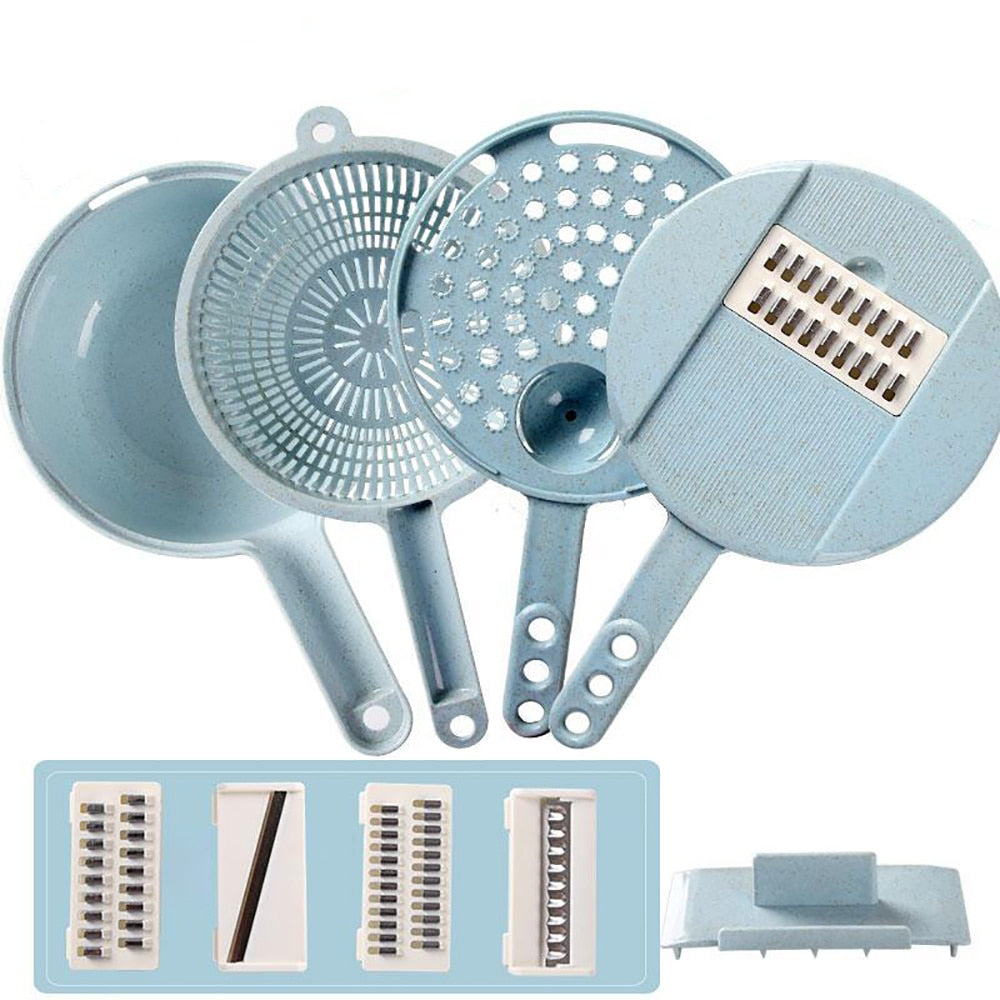 Mandoline Slicer and Vegetable Cutter with Strainer 8-in-1