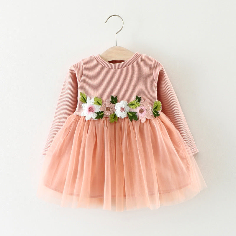 Exquisite Elegance A031 Fall Collection Princess Dress with Waist Flowers  Irresistible Baby Skirt for the Season