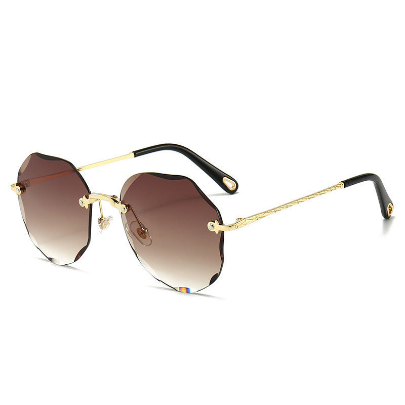 Chic Geometry Polygonal Rimless Trimmed Sunglasses for Women Fashion Forward Look