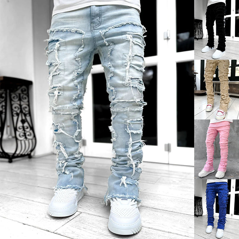 Stacked Jeans for Men: Unique Individual Patched Pants with a Contemporary Twis