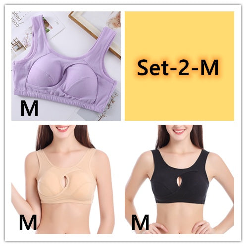 Supportive Comfort Cotton Anti Expansion Anti Sag Sports Bra with Gathering Adjustment for Active Wear