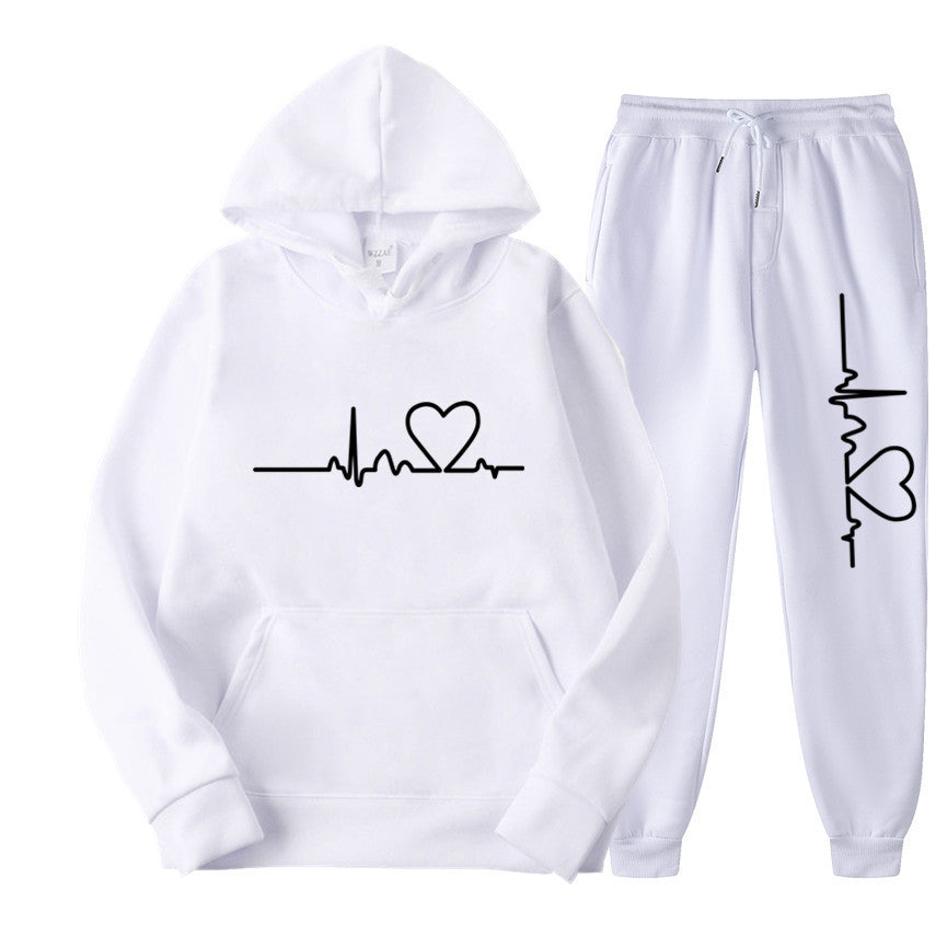 Heart Figure Hoodie Sweater Suit: Fleece-Lined for Autumn and Winter (Unisex)