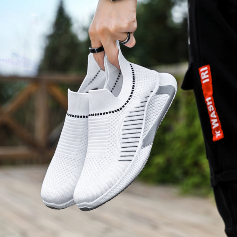 Striped Mesh Slip On Sneakers for Men Casual Lightweight and Breathable for Outdoor Sports