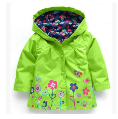 Chic Rain Protection Girls Cute Flowers Hooded Jacket A Stylish Choice for Children