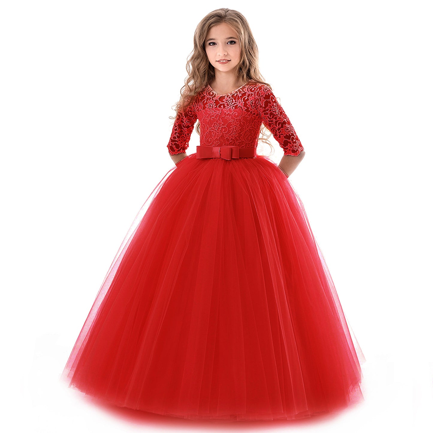 Princess Flower Girl Dress Long-Sleeve Wedding Dress for Children Perfect for Little Princesses