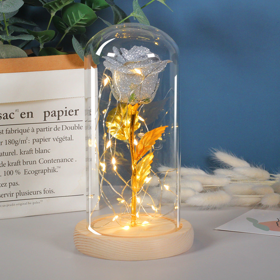 Eternal Rose with LED Light in Glass - Romantic Gift