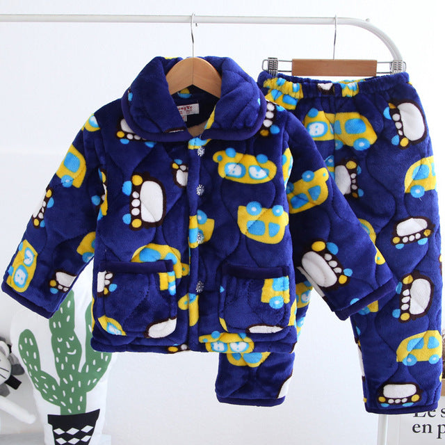 Cotton Children Flannel Pajamas Baby Suit Set Keep Your Baby Warm and Stylish During Chilly Winter Nights