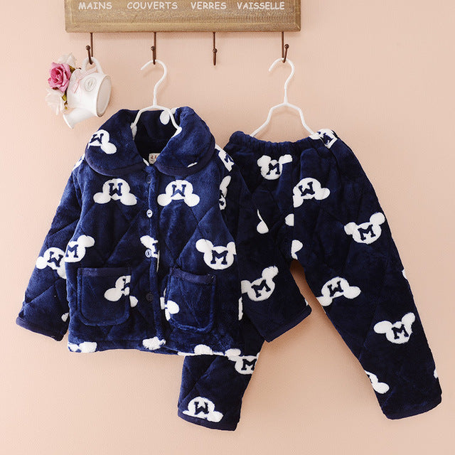 Cotton Children Flannel Pajamas Baby Suit Set Keep Your Baby Warm and Stylish During Chilly Winter Nights