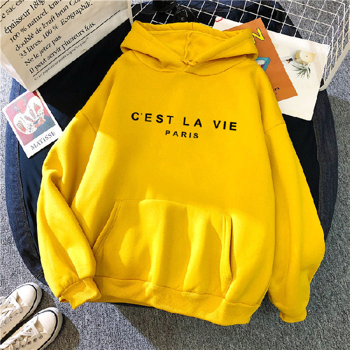 Student Hoodie with Letter Print: Loose Hooded Sweater for Sports