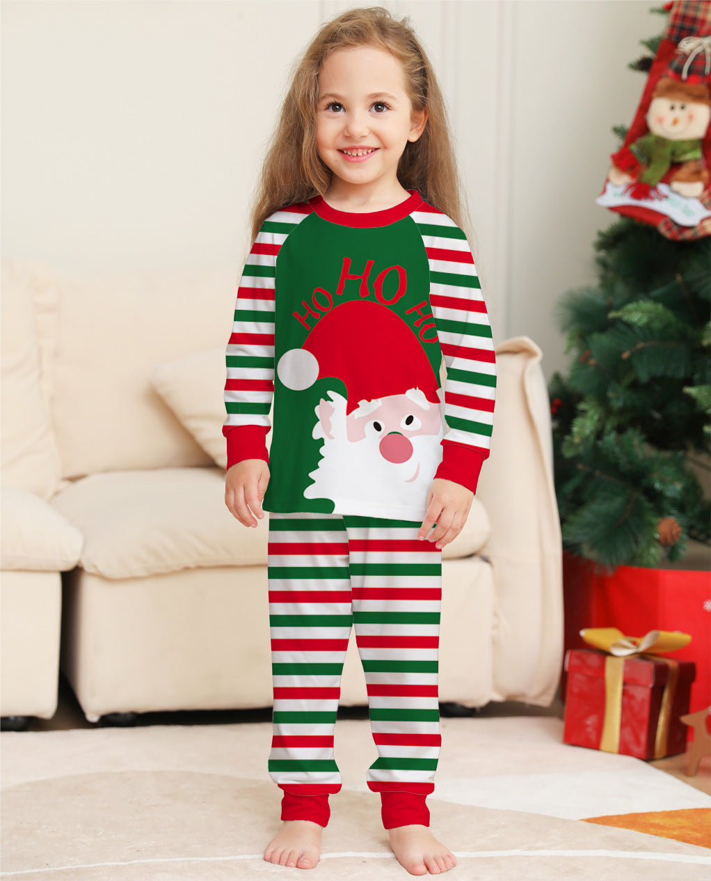 Red Stripe Family Christmas Pajamas Cozy Holiday Sleepwear Sets for Xmas