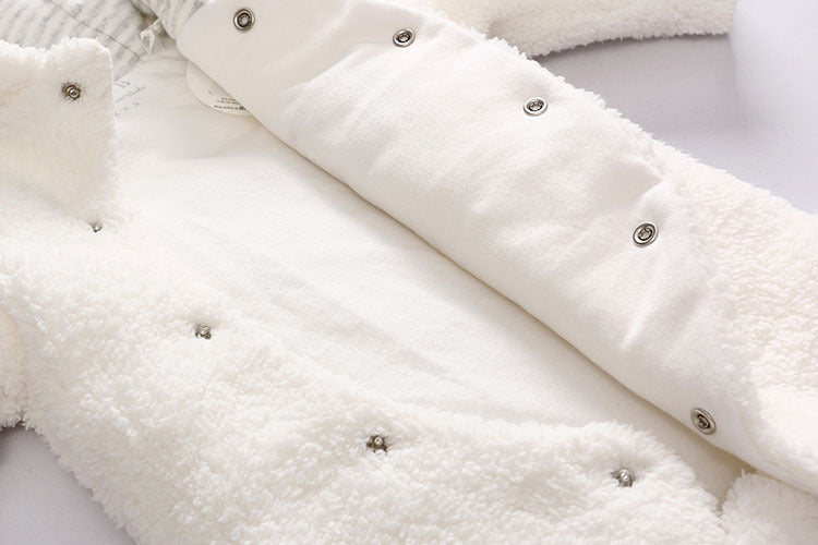 Luxuriously Cozy Lamb Themed Winter Cotton Padded Onesie for Newborns Ensuring Snug Warmth and Gentle Comfort