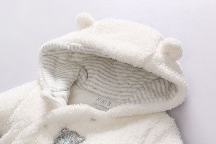 Luxuriously Cozy Lamb Themed Winter Cotton Padded Onesie for Newborns Ensuring Snug Warmth and Gentle Comfort