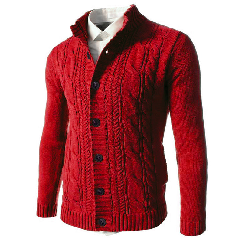 Classic Men Stand Collar Button Cardigan Elevating Style with Cozy Comfort