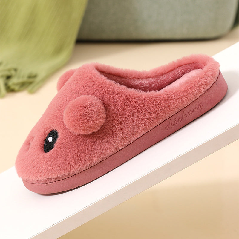 Winter Cartoon Cotton Slippers for Women - Warm and Non-Slip