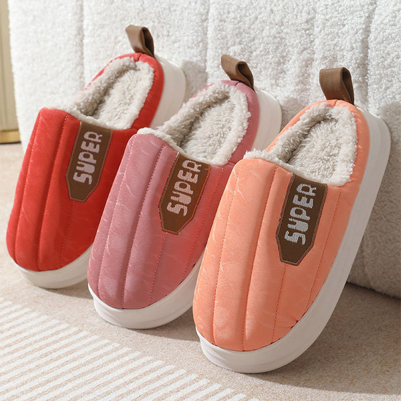 Stay Cozy and Stylish with Striped Home Slippers: Waterproof, Thick-Soled, Non-Slip, and Warm - Perfect for Women, Men, and Couples in Autumn and Winter