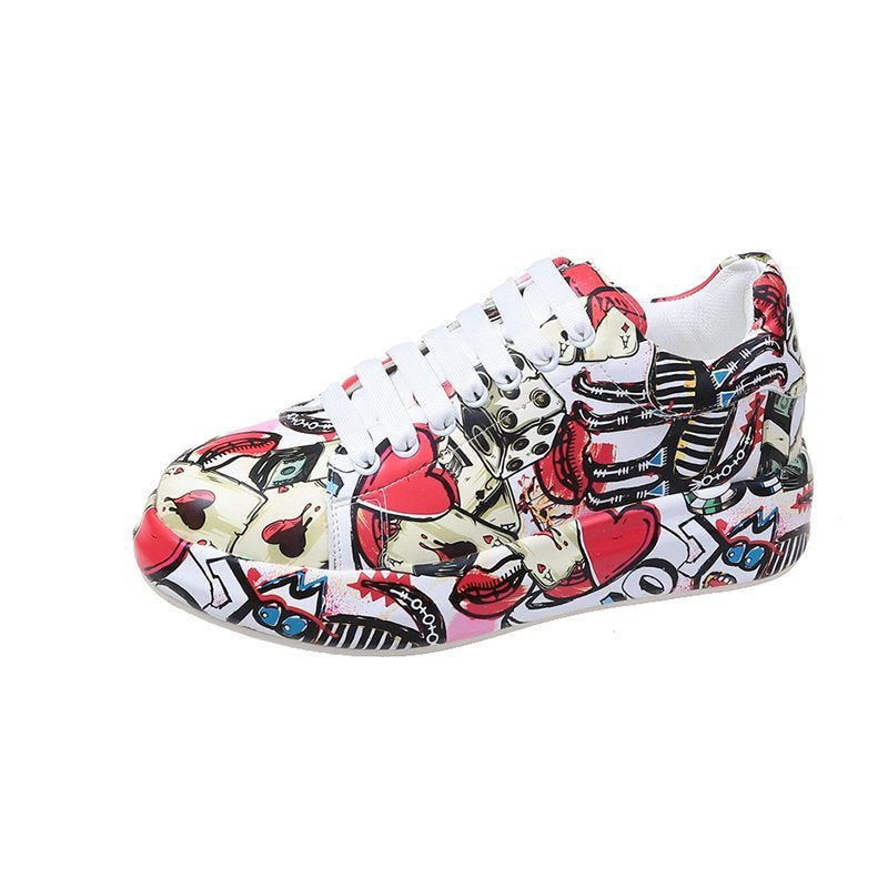 Stylish Platform Painted Sneakers Women Fashionable Casual Shoes