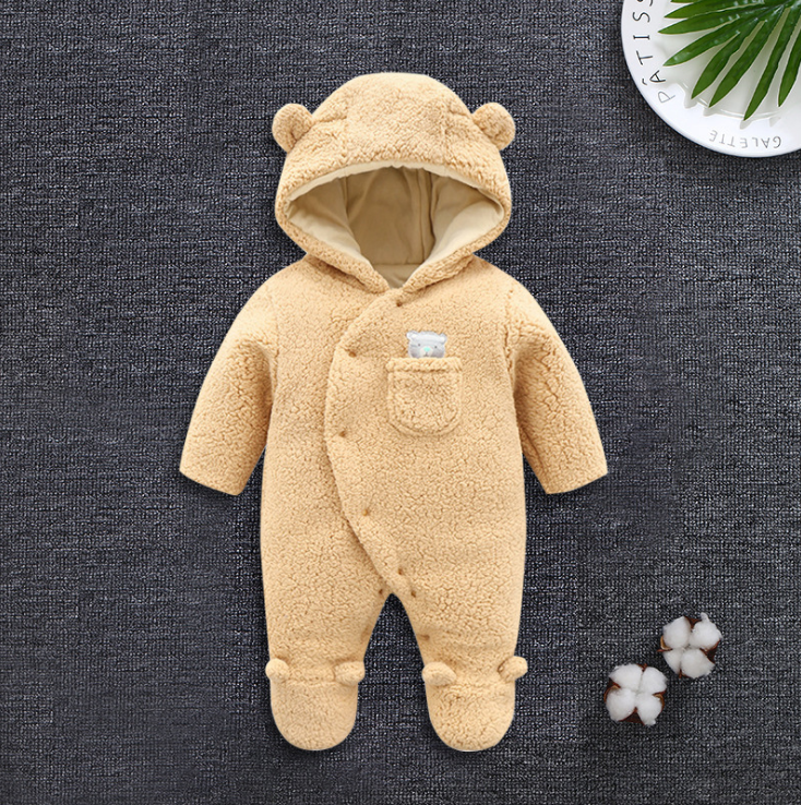 Luxuriously Cozy Lamb Themed Winter Cotton Padded Onesie for Newborns Ensuring Snug Warmth and Gentle Comfort