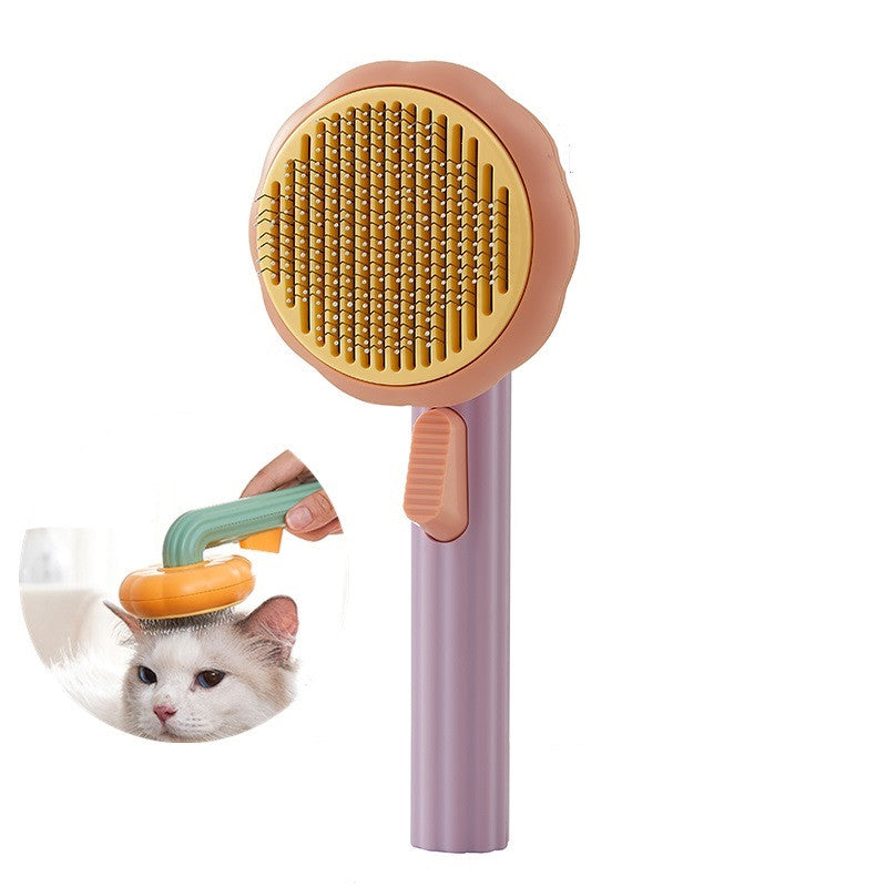 Hot Selling Pet Cat Brush: Self-Cleaning Steel Wire Comb