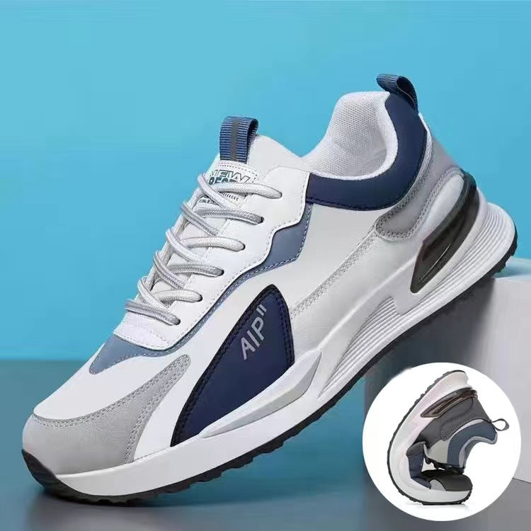 Step Out in Style Versatile and Trendy Casual Men Shoes with Soft Sole Color Block Design and Lace Up Sneakers  Perfect for Running and Sports