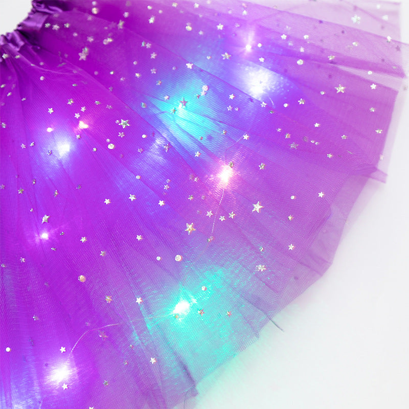 Magical & Luminous  LED Princess Halloween Tutu Skirt Sequins Shiny Skirt