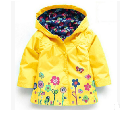 Chic Rain Protection Girls Cute Flowers Hooded Jacket A Stylish Choice for Children