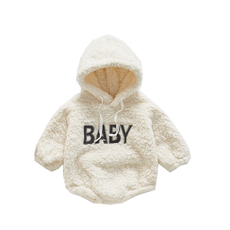 Indulge in Cozy Cuteness Your Baby Alphabet Inspired Hooded Romper Robe for Snuggly Style