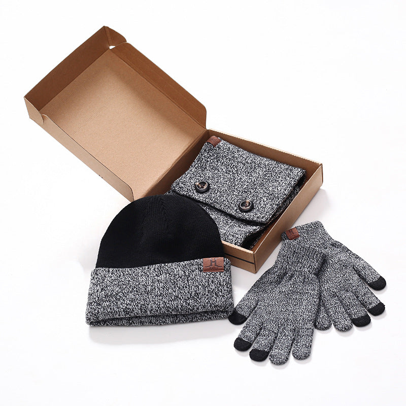 Winter Three-Piece Set: Hat, Neck Cover, and Gloves for Cold Weather Warmth