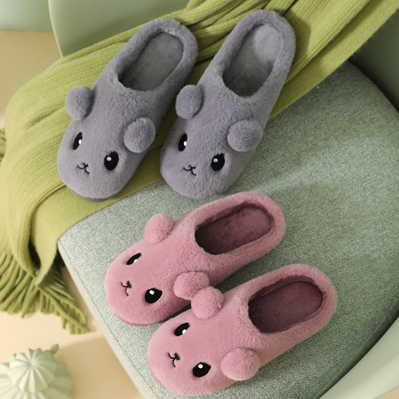 Winter Cartoon Cotton Slippers for Women - Warm and Non-Slip