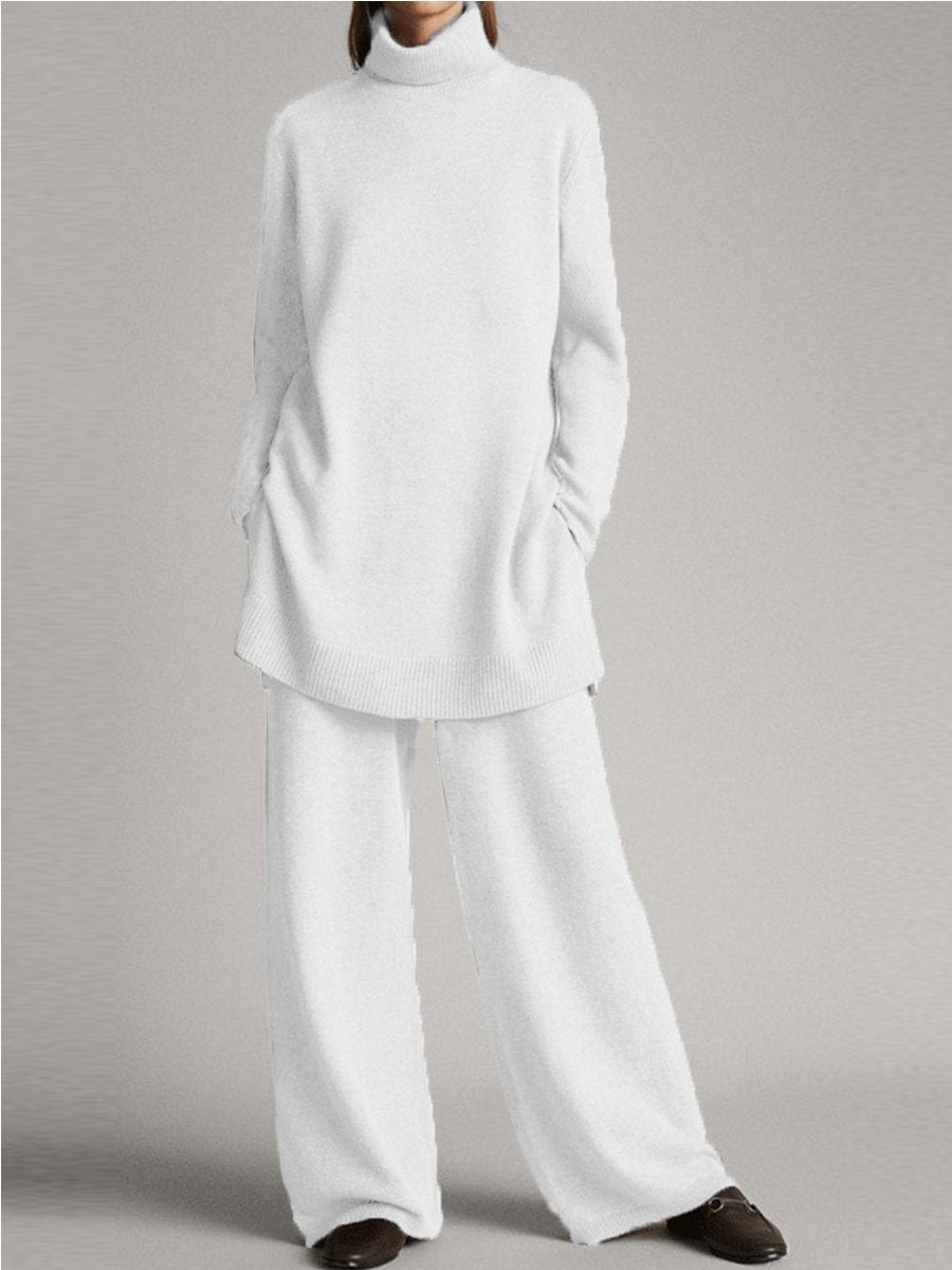 Women's Knitted Sweater and Trousers Suit