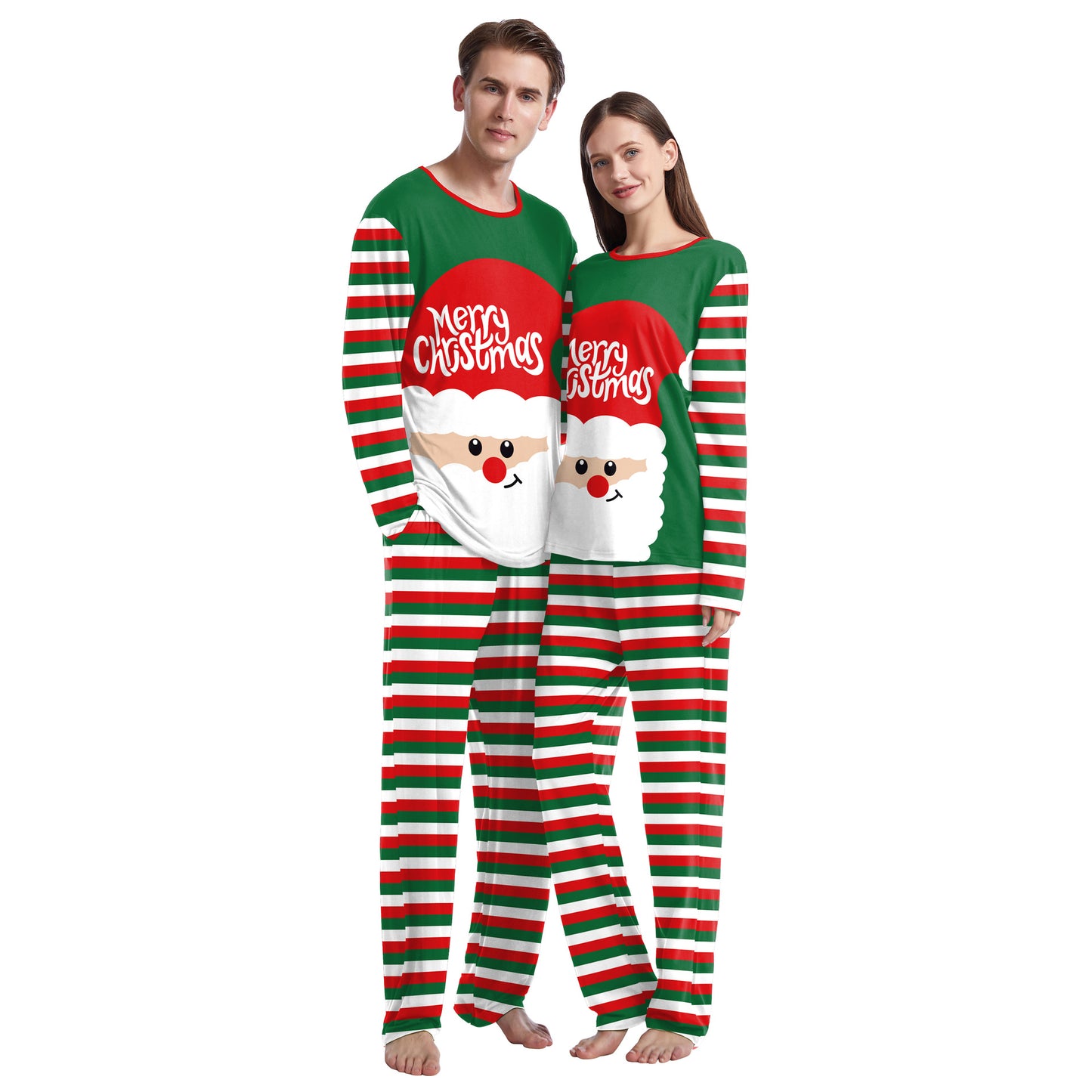 Cozy Christmas Couple Pajama Set Long Sleeve Round Neck Sweatpants for Comfortable Holiday Evenings