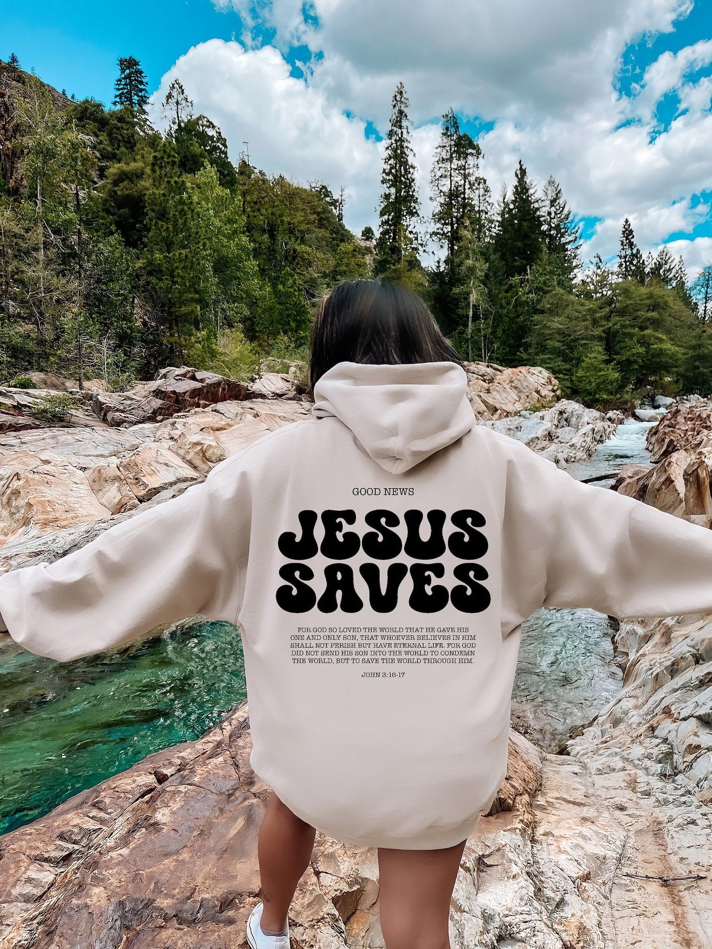 Jesus Saves Hoodie with Bible Verses: Church and Workout Wear for Women