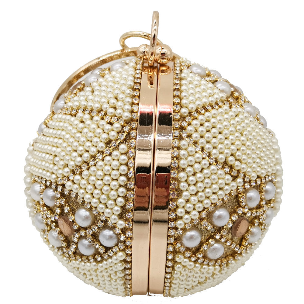 Diamond Pearl Elegance Plastic Round Pearl and Diamond Handbag