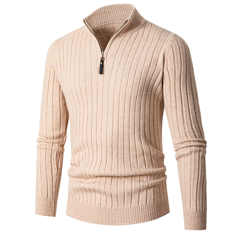 Men's Half-Turtleneck Zip-Up Sweater: Breathable & Lightweight