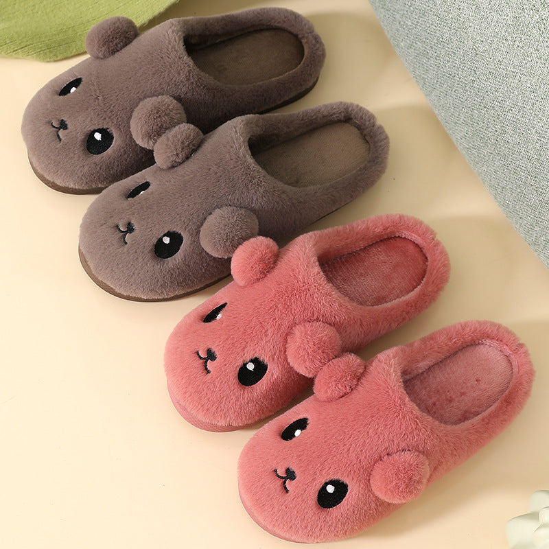 Winter Cartoon Cotton Slippers for Women - Warm and Non-Slip