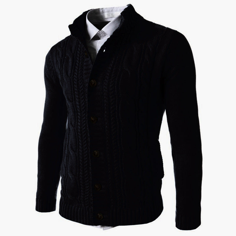 Classic Men Stand Collar Button Cardigan Elevating Style with Cozy Comfort