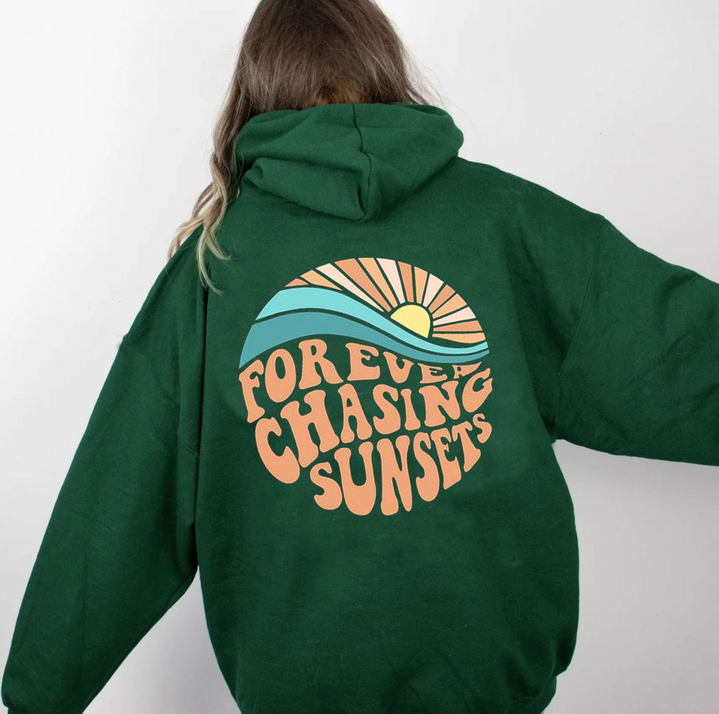 Fleece-lined Sunset Print Hoodie for Women - Workout Comfort