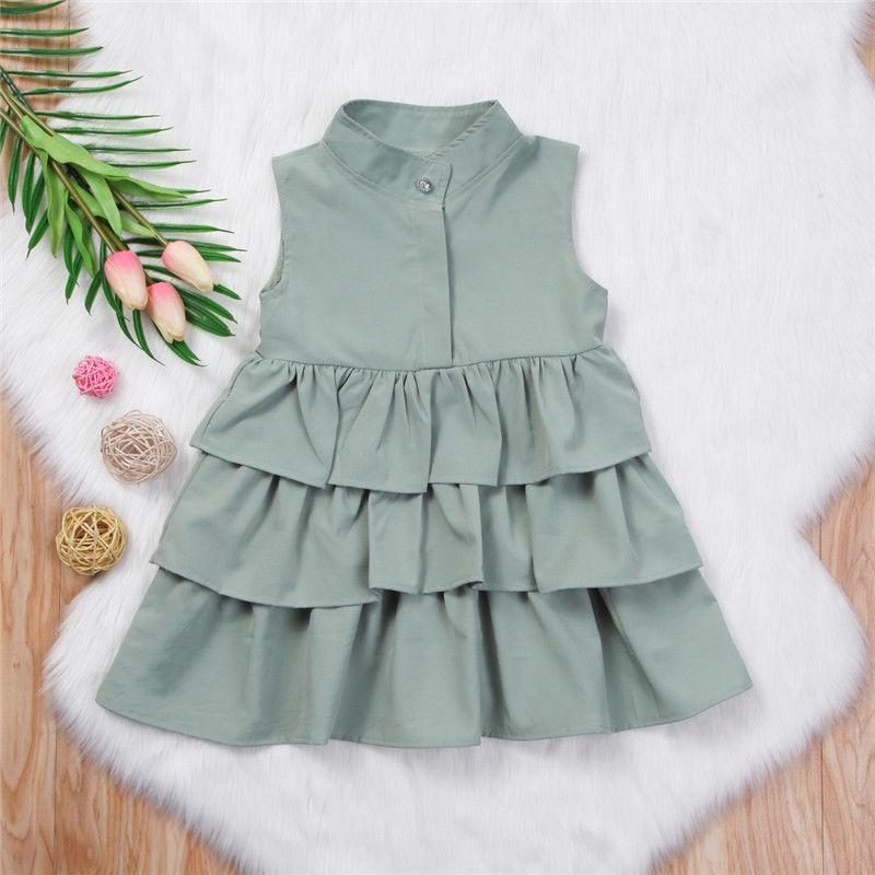 Chic Simplicity Fashionable Sleeveless Solid Color Dress for Small and Medium Girls