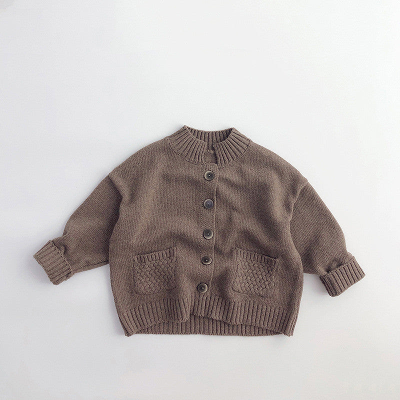 Cozy Chic Children Knitted Stand Up Collar Cardigan Top Perfect for Keeping Them Stylish and Warm