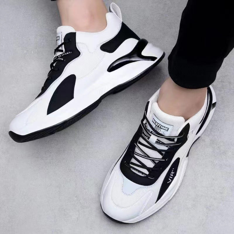 Classic Style Black and White Sneakers for Men Lightweight and Breathable for Outdoor Activities