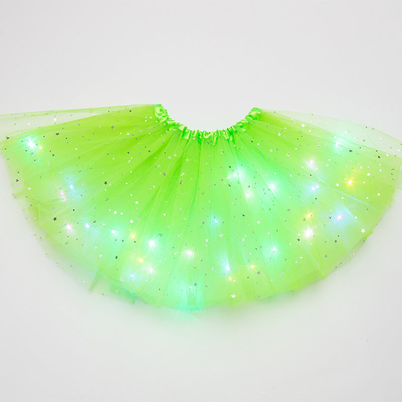 Magical & Luminous  LED Princess Halloween Tutu Skirt Sequins Shiny Skirt