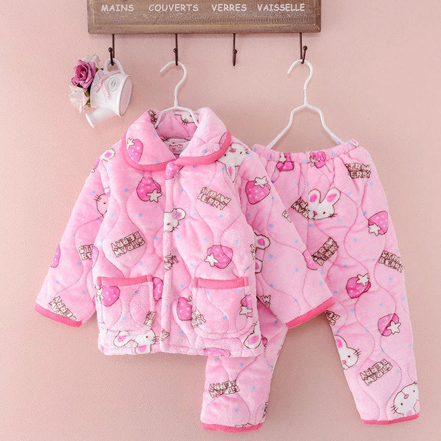 Cotton Children Flannel Pajamas Baby Suit Set Keep Your Baby Warm and Stylish During Chilly Winter Nights