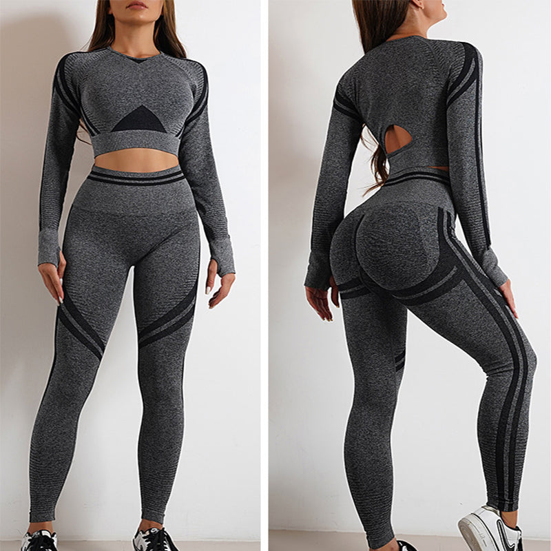 Elevate Your Workout 2pcs Seamless Yoga Pants and Long Sleeve Tops Set for Gym Fitness  Butt Lifting Slim Sportswear Outfit